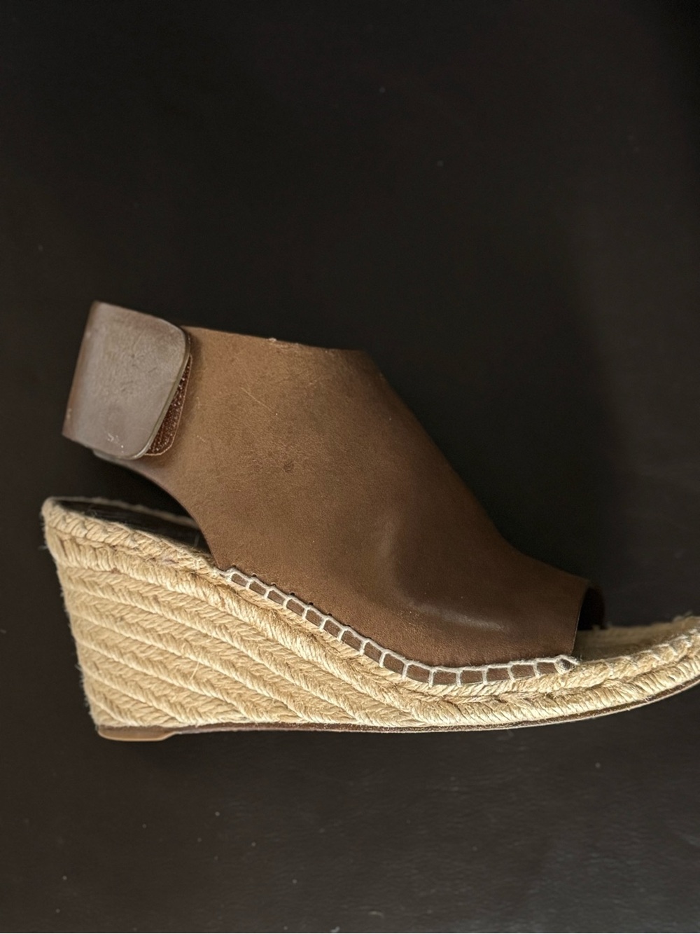 Celine Brown Leather Espadrille Wedge Sandal